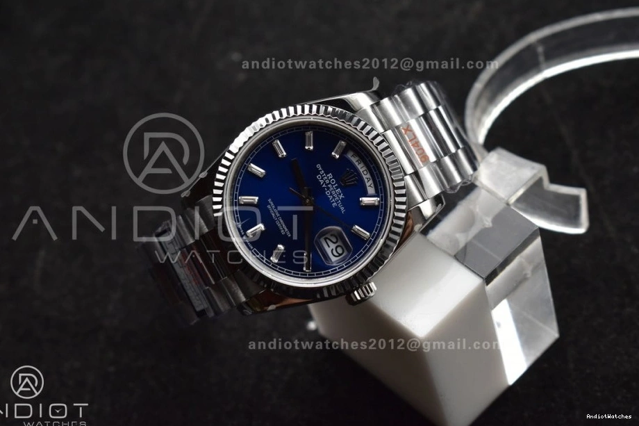 V5 Dial Best 904L (Gain Weight) on Steel Blue President Crystal 36 676 DayDate Edition QF Bracelet SS vr3255 Affordable 0315